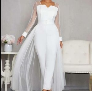 COPY - Notch Neck Mesh Panel Pearl Detail Corset Jumpsuit